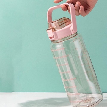 Бутылка для воды PINK 2000 мл, плотная, спортивная, розовая