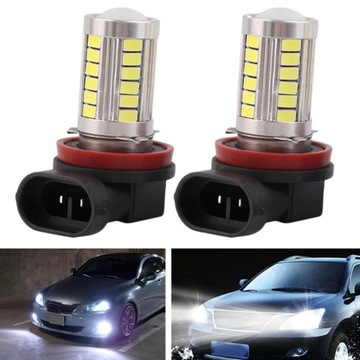 2 sztuki 6000K Oświetlenie 3030 H11 21 LED Żarówki przeciwmgielne DRL dla