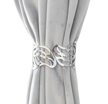 SREBRNA KLAMRA SPINKA DO FIRAN ZASŁON LIŚĆ AŻUR