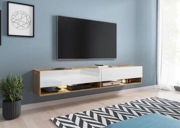 Szafka RTV Lowboard A 180cm DĄB WOTAN / BIAŁY POŁYSK