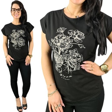 BLUZKA koszulka KOBIECY TSHIRT top MODNE WZORY, L