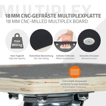 мебельная тележка с 4 поворотными роликами, 40 х 60 см,