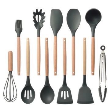 Silicone Cooking Utensils Set White Heat Resistant Kitchen Non-Stick