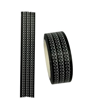 WASHI TAPE TAŚMA DEKORACYJNA CZARNA WZORKI
