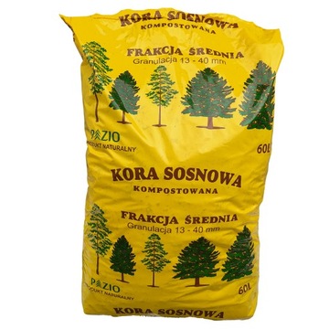 KORA SOSNOWA ŚREDNIA 13-40mm 60L KOMPOSTOWANA OGRÓD PRZESIEWANA DEKORACYJNA