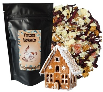 PIERNIKOWY DOMEK Herbata SUPER owocowa 50 g migdały orzechy jabłko cynamon
