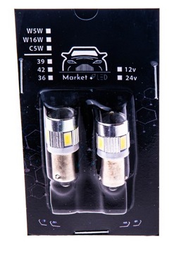 Żarówka T4W /BA9s - LED 6xSMD SOCZEWKA