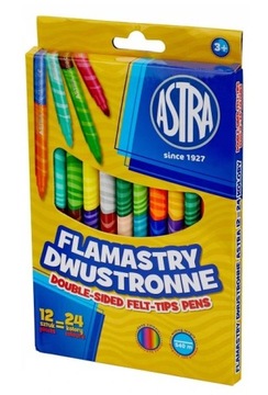 Flamastry dwustronne 12 / 24 kolorów pisaki ASTRA