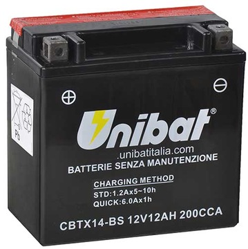 AKUMULATOR UNIBAT CBTX14-BS YTX14 12Ah 200A