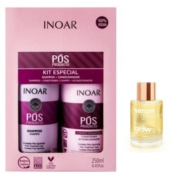 INOAR POS Zestaw Szampon i Odżywka Po Keratynie 2x250+OLEJEK UV 10 ML