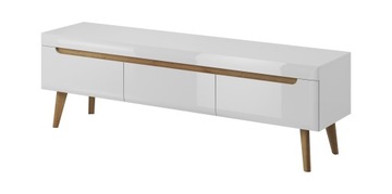 Szafka RTV, komoda pod TV dąb / biały połysk 160cm