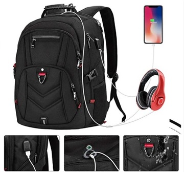 Мужской рюкзак для ноутбука Newhey 17 дюймов, черный, однотонный