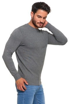 Sweter Męski Elegancki Modny Okrągły Dekolt Klasyczny Wiskoza MORAJ - XL