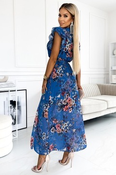 Sukienka damska wyszczuplająca z paskiem elegancka szyfonowa plisowana