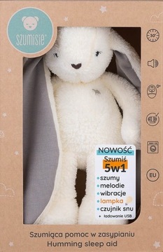SZUMISIE KRÓLIK 5W1 PRZYTULANKA MIŚ CZUJNIK SNU LAMPKA SZUMY MELODIE+GRATIS