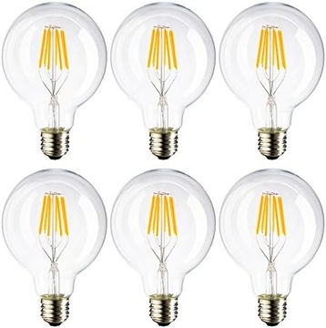 6x ŻARÓWKA EDISON G80 E27 4W 2700K ZŁOTA LED