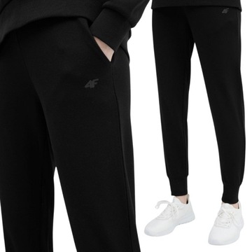 DAMSKIE SPODNIE 4F DRESOWE JOGGERY Z BAWEŁNĄ