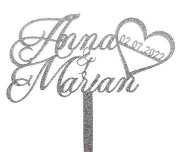 Имена и дата на свадебном торте в цветах свадьбы