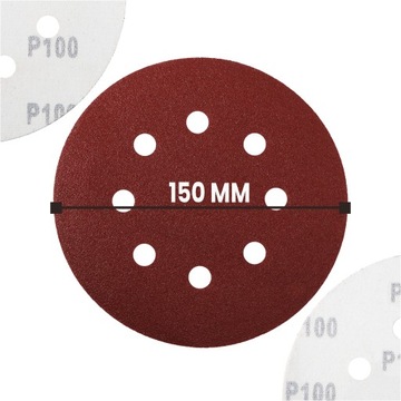 10x дисков для наждачной бумаги с отверстиями на липучке, 150 мм, диски P100, шлифовальный диск