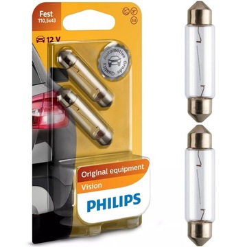 2x ŻARÓWKI PHILIPS C10W 42MM SV8,5 12V VISION +30%