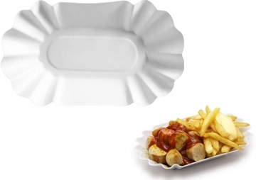 Tacki papierowe białe MUSZELKI grill 13x21cm '250