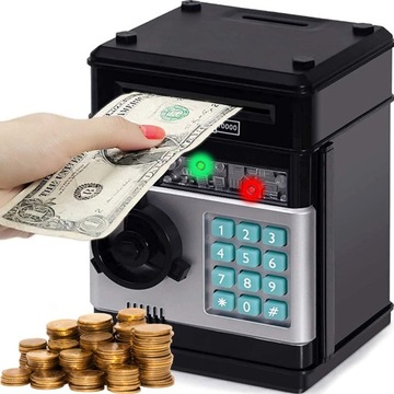 SEJF SKARBONKA NA MONETY BANKOMAT BANKNOTY +PIN