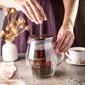 ПОРШНЕВАЯ СТЕКЛЯННАЯ ЗАварочная машина ДЛЯ ЧАЯ/КОФЕ KLAUSBERG 600МЛ ROSEGOLD GOLD