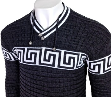 Sweter męski grafitowy ciepły w modny wzór C85 r. L