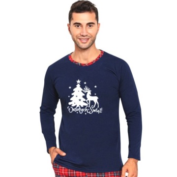 МУЖСКАЯ РОЖДЕСТВЕНСКАЯ ХЛОПКОВАЯ ПИЖАМА С ПОЛЬСКИМ ПРИНТОМ Merry CHRISTMAS