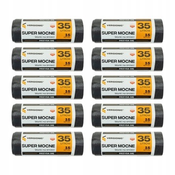 ПРОЧНЫЕ ПАКЕТЫ ДЛЯ МУСОРА ДЛЯ БАНКА, ТОЛСТЫЕ, ЧЕРНЫЕ, 35Л, 15 ШТ, ПЛЕНКА ПВД