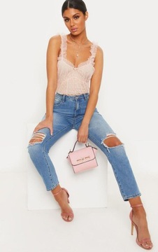 PRETTYLITTLETHING БОДИ 8U1 из РОЗОВОГО ТЮЛЯ, размер 32