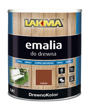 LAKMA Emalia do Drewna Płotów Altan Odporność UV Wydajna Mahoń Połysk 0,8L