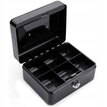 МЕТАЛЛИЧЕСКАЯ КАССЕТА ДЛЯ ДЕНЕГ С КЛЮЧОМ, МАЛЕНЬКИЙ СЕЙФ ДЛЯ МАГАЗИНА, ЧЕРНЫЙ