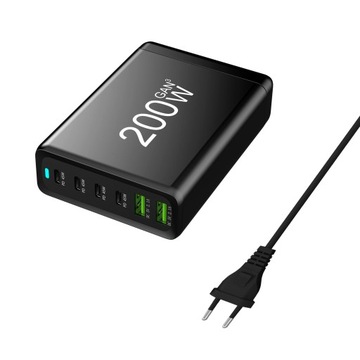 Зарядное устройство GaN мощностью 120 Вт, 200 Вт, 6 портов USB, тип C, зарядное устройство PD, быстрая зарядка 3.0 USB