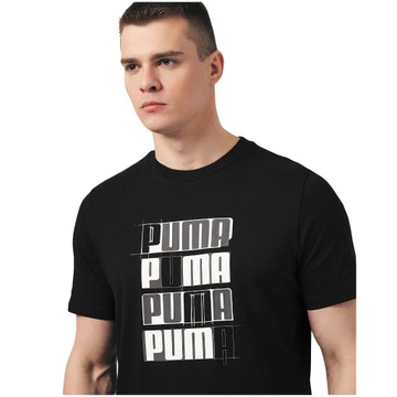 Puma Pánske tričko Čierne logo Bavlna Veľkosť L