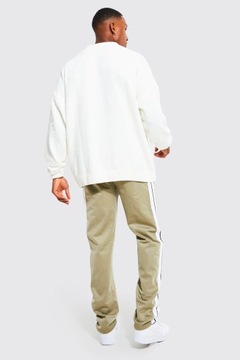 Boohoo NG2 dsy klasyczny biały sweter oversize prążki XL