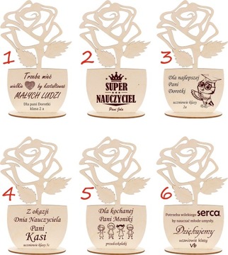 ДЕРЕВЯННЫЙ ЦВЕТОК РОЗЫ - ГРАВИРОВКА ДНЯ УЧИТЕЛЯ