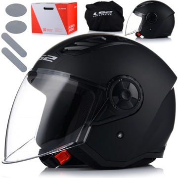 OTWARTY KASK MOTOCYKLOWY LS2 OF616 AIRFLOW II CZARNY MAT SKUTER CHOPPER L