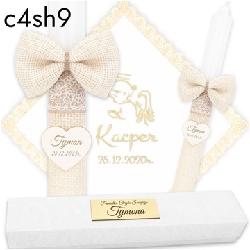 КРЕЩЕННАЯ СВЕЧА, ОДЕЖДА И ВЫШИВКА КРЕЩЕСТВЕННОЙ СВЕЧИ + БЕЛАЯ КОРОБКА в стиле БОХО