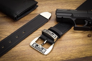 PASEK MĘSKI DO SPODNI SKÓRZANY GRACIO SZEROKI DŁUGOŚĆ PASKA 100 CM PREZENT