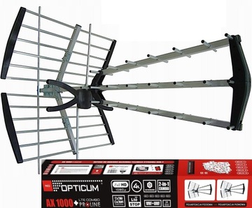 MOCNA ANTENA TV Naziemnej Kierunkowa AX1000 DVB-T2 HD 4K Filtr LTE 120km