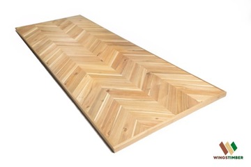 Blat stołu jodełka Chevron 183 x 94 x 3,8 cm lite drewno akacji