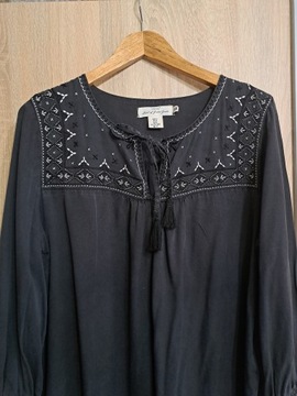 H&M grafitowa luźna tunika sukienka lyocell hafty 44