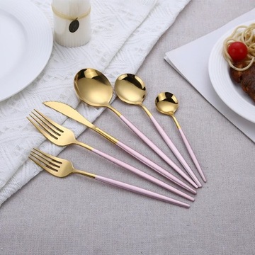 Zestaw Sztućce Gold/Pink 24 Y252