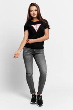 GUESS - szare jeansy damskie z brokatem 30/30