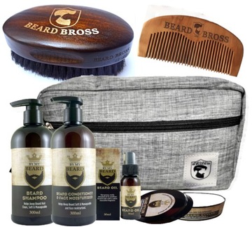 ZESTAW DO BRODY KOSMETYCZKA KOSMETYKI BRODACZA SZCZOTKA GRZEBIEN SZAMPON