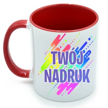 Kubek z TWOIM NADRUKIEM czerwone elementy