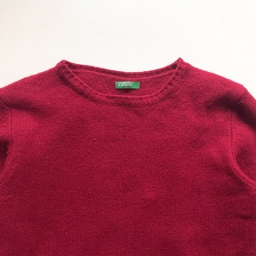 BENETTON Czerwony Sweter Wełna L / M