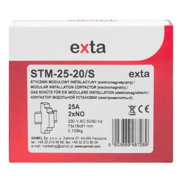 Stycznik modułowy 230V 25A STM-25-20/S 2NO EXTA stycznik 25a przekaźnik