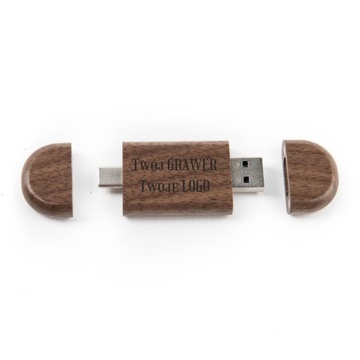 Флешка-накопитель ОРЕХ, 64 ГБ 3,0 + 3,2 USB-C TYPE C + КОРОБКА + ГРАВИРОВКА ВАШЕГО ЛОГОТИПА